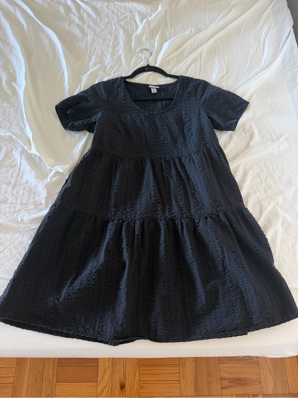 a new day Black Tiered Eyelet Mini Dress
